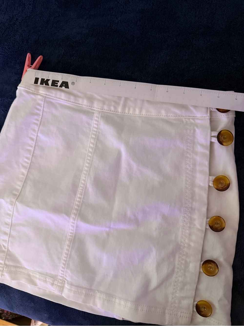 Free People White Mini Skirt with Side Wood Buttons - Picture 5 of 6